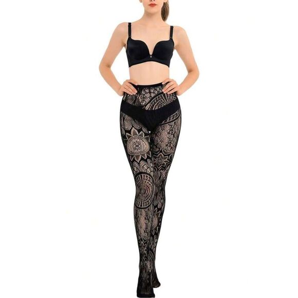 Patterned floral fishnet tights - Picture 2 of 6